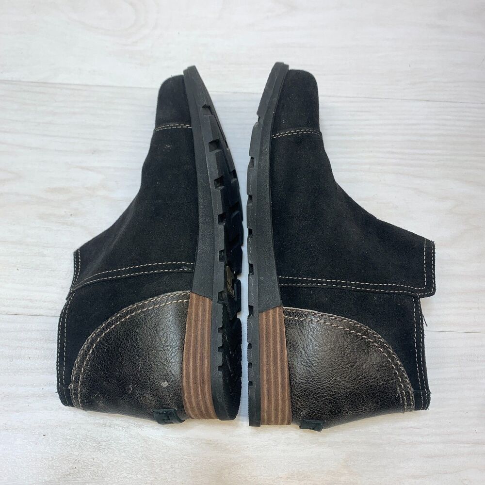 Sorel Major Low Ankle Boots Womens Size 9 Black Suede Side Zip Round Toe Comfort - Picture 3 of 11
